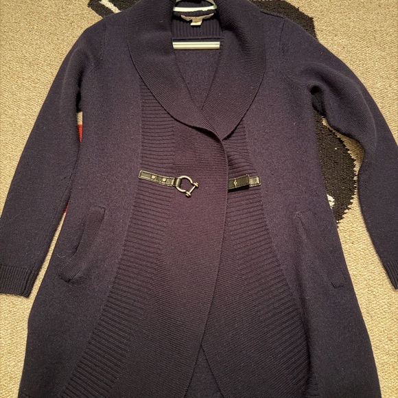 Ellen Tracy Black Belted Cardigan - Picture 2 of 7